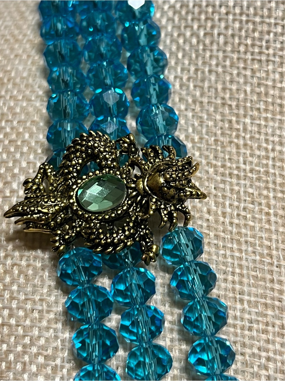 Multi-Strand Teal Crystal” Bearded Dragon”-Statement Necklace - Unbranded - Picture 4 of 10